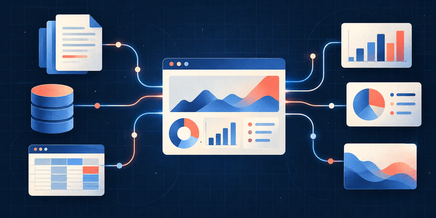 Documents, tables, and dashboards connected into one traceable view