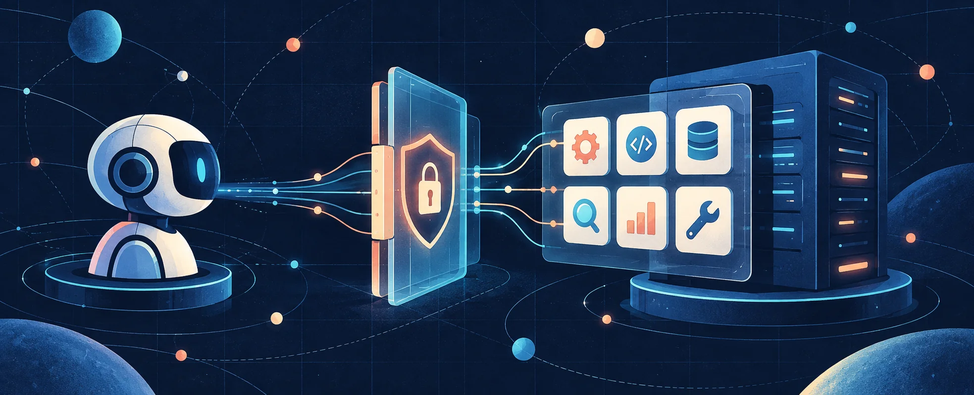 An AI client discovering permission-aware tools on a remote server